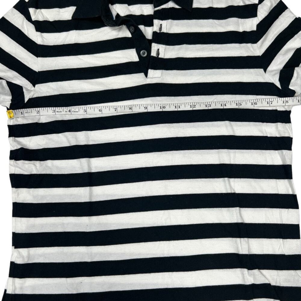 Club‎ Monaco Polo Shirt Black White Striped Short Sleeve Collared Cotton Men's S - Picture 3 of 9